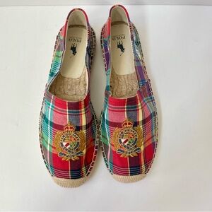 Ralph Lauren Polo Plaid Espadrilles with Embroidered Crest Size 11